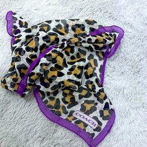 Beautiful Leopard COACH Scarf 19” Square 100% Silk